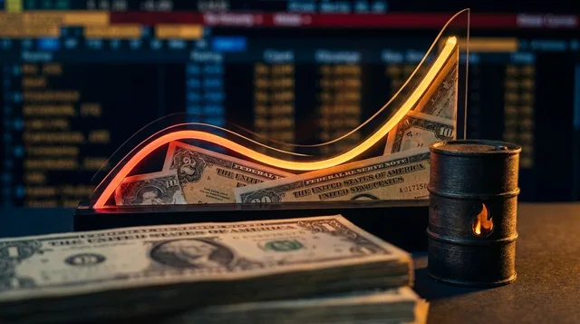A dramatic upward-trending yield curve graph rendered in glowing amber or red against a dark financial dashboard background, with U.S.