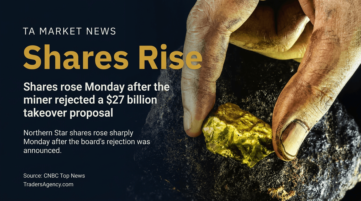 Close-up of fingers holding a raw gold nugget against dark stone, symbolizing renewed investor attention to Northern Star's value after the rejection.