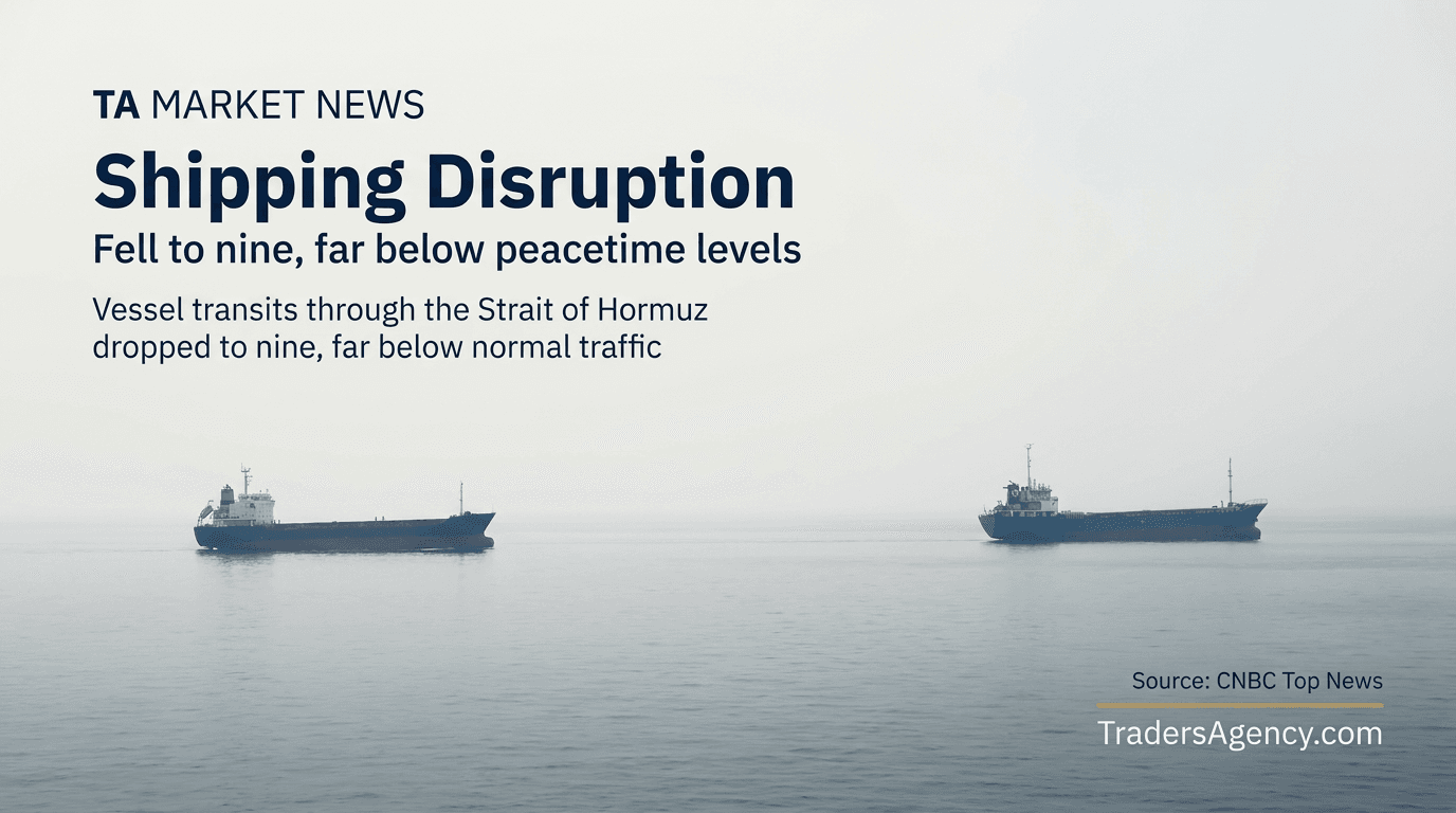 Two large cargo tankers sailing through hazy strait waters, symbolizing reduced shipping traffic through the Strait of Hormuz.