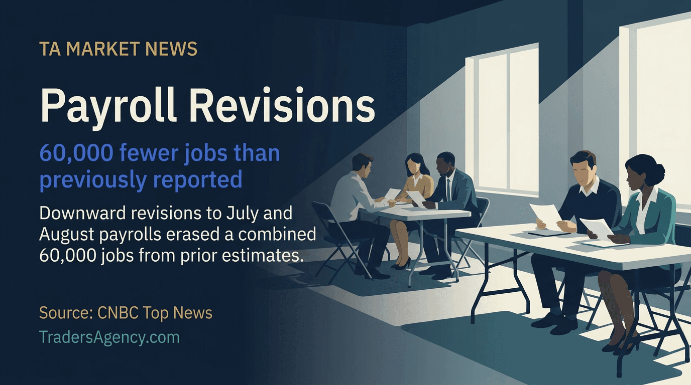 Editorial scene of a sparsely attended job fair symbolizing a weaker-than-reported labor market after payroll revisions.