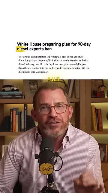 News headline about a potential ban on US diesel exports