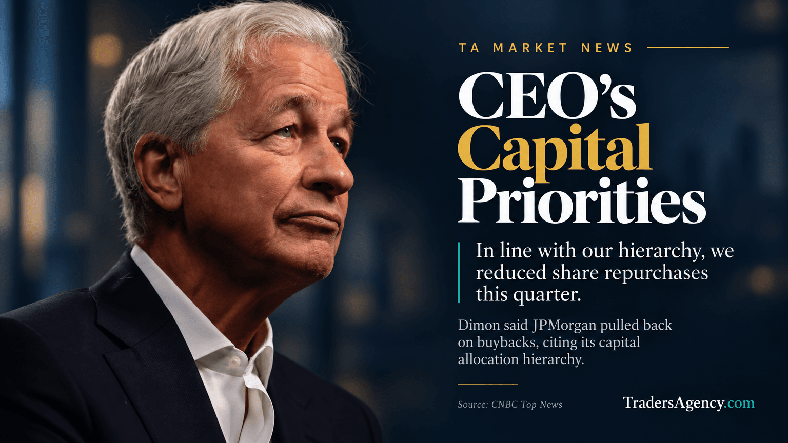 Close-up portrait of a bank CEO in a dark suit, looking thoughtful under dim lighting.