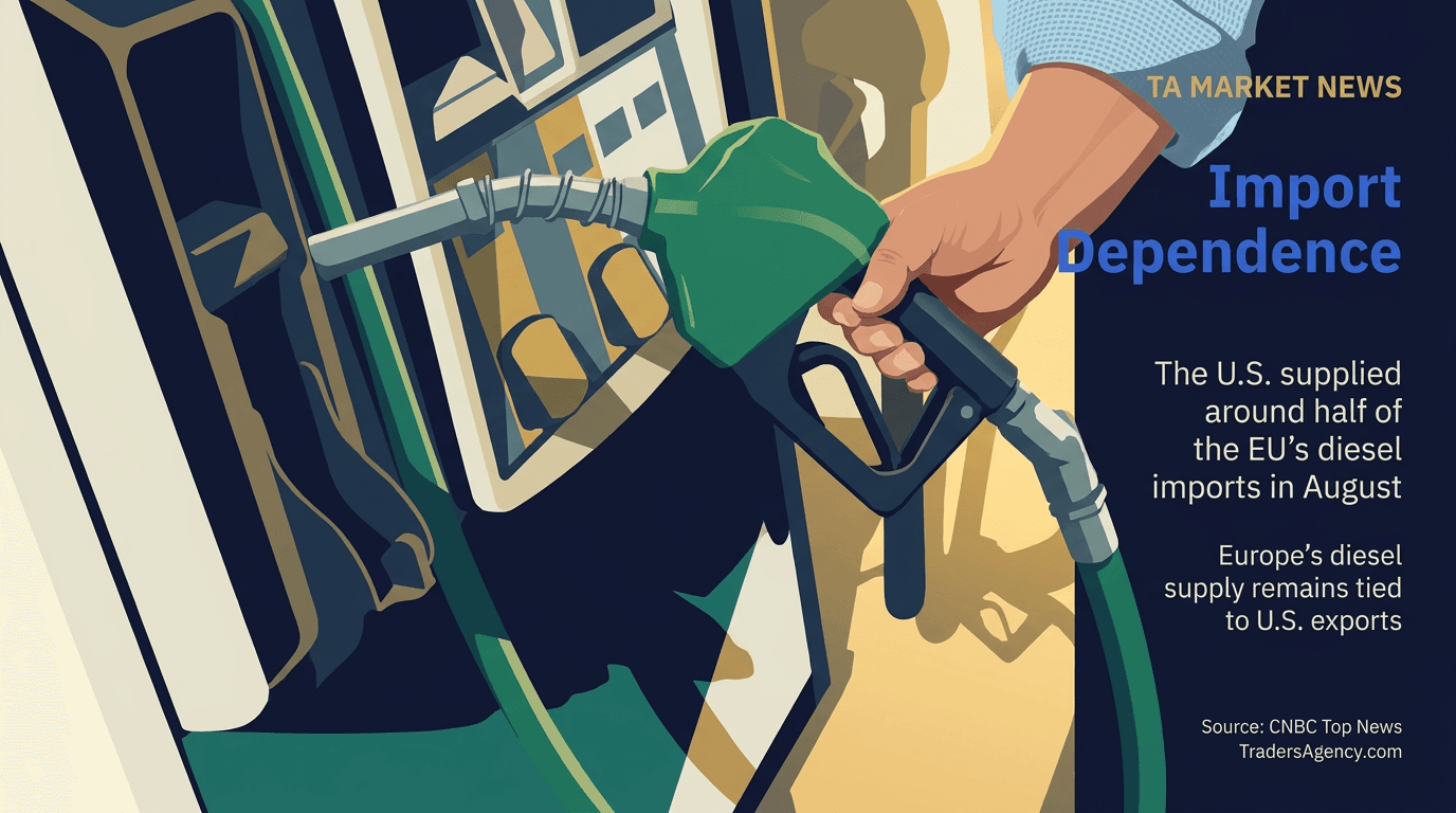 Close-up of a hand holding a diesel fuel pump nozzle while fueling a vehicle at a gas station.