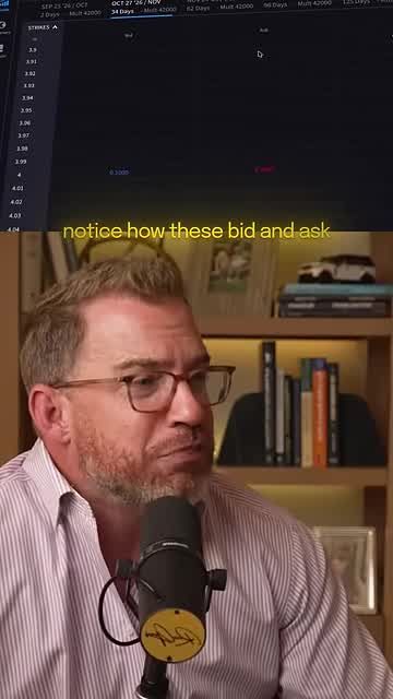 Options chain interface showing strike prices with mostly empty bid and ask columns, indicating low trading volume