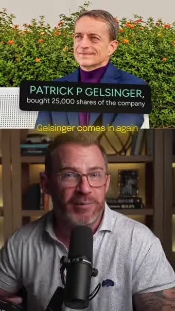 Information card showing Pat Gellzinger bought 50,000 shares of the company