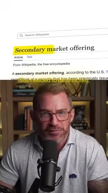 Definition snippet for 'secondary market offering' with the term highlighted